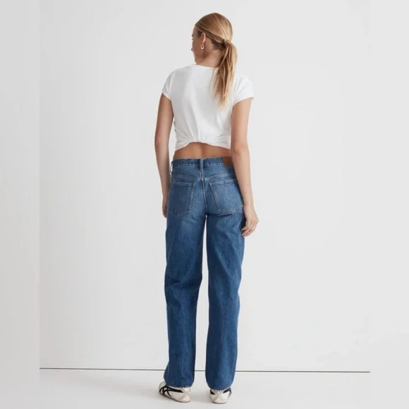 Madewell Low-Slung Straight Leg Jeans Size 28 Button Fly 100% Cotton - Picture 2 of 15